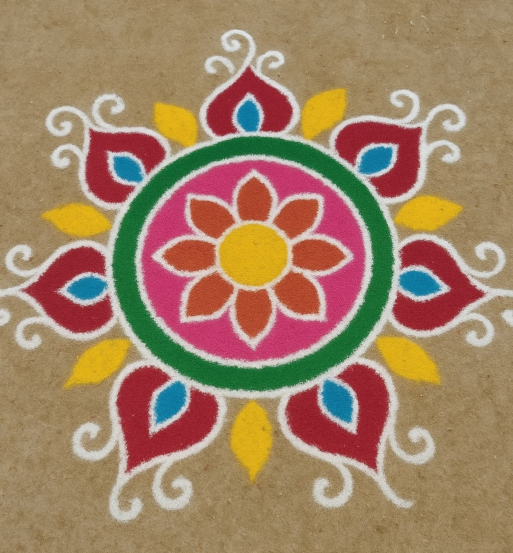 सर्जनशील नमुन्यांसह फ्रीहँड रांगोळी डिझाइन