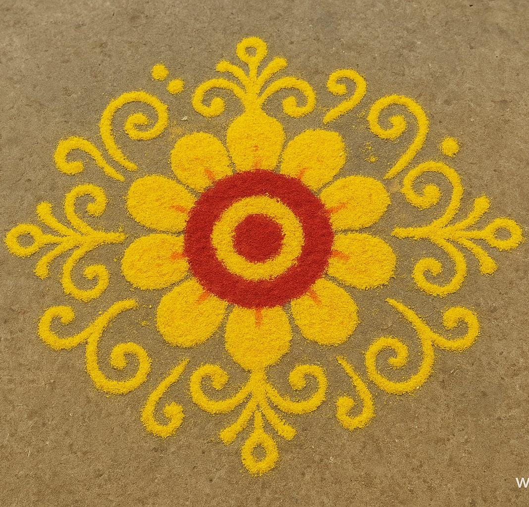 पारंपारिक कार्यक्रमांसाठी हळदी-कुंकू रांगोळी डिझाइन