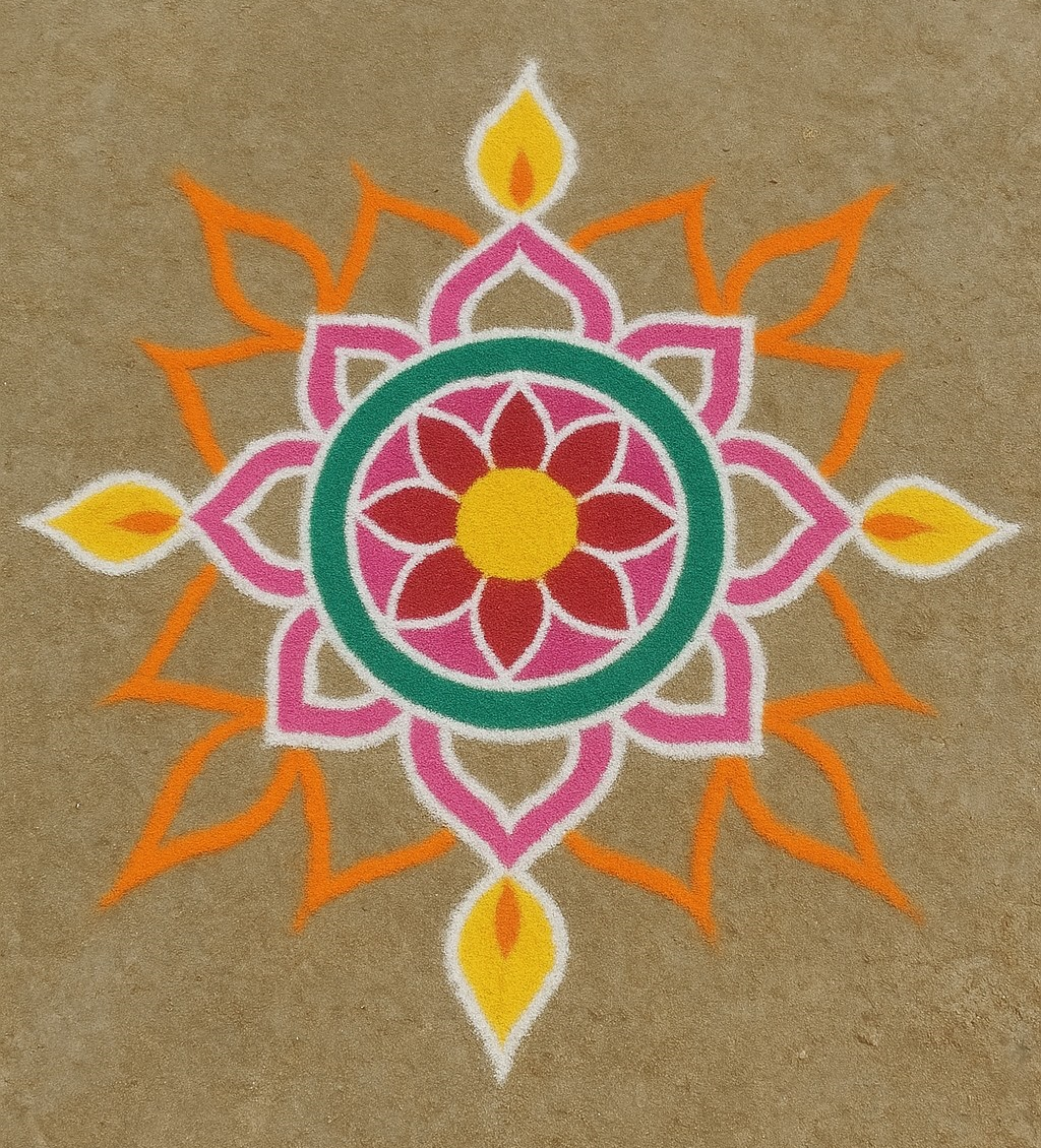 ट्रेंडिंग शैलीसह रांगोळीची नवीनतम डिझाइन