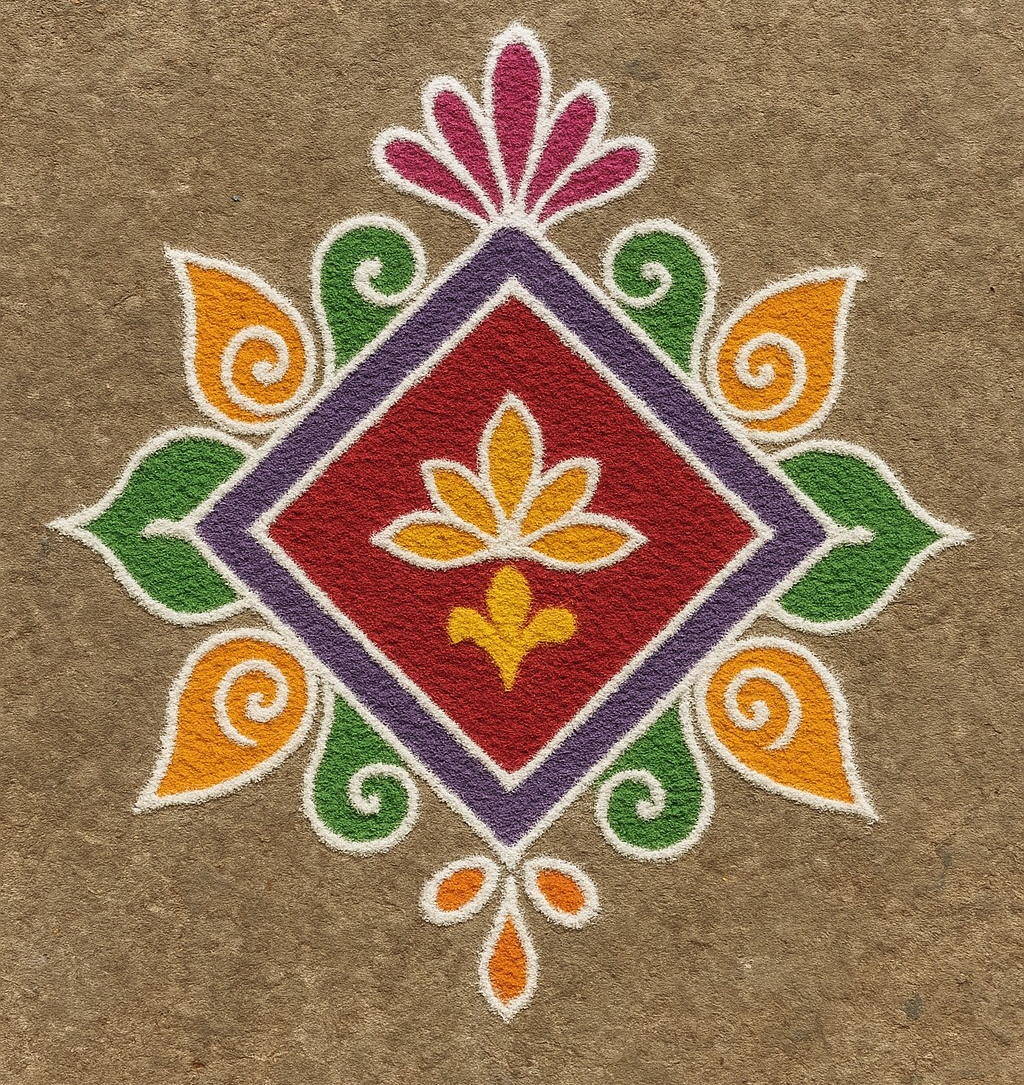 वर्तुळाकार शैलीत संस्कार भारती रांगोळी डिझाइन